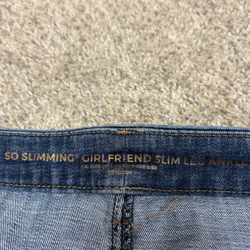 Chico's So Slimming Size 0.5R 6 US Girlfriend Slim Leg Ankle Jeans  Blue Denim - Picture 6 of 9